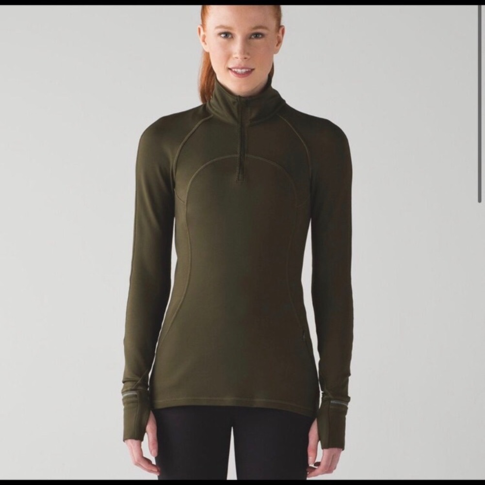 Lululemon olive green quarter zip jacket